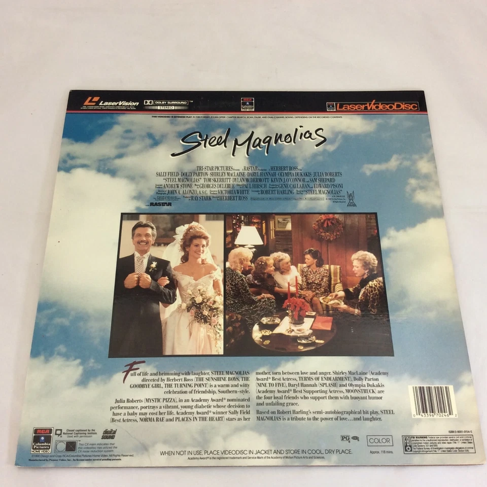 Steel Magnolias 1990 Laser Disc LD Sally Field  Dolly Parton Dolby Surround - Image 2 of 3