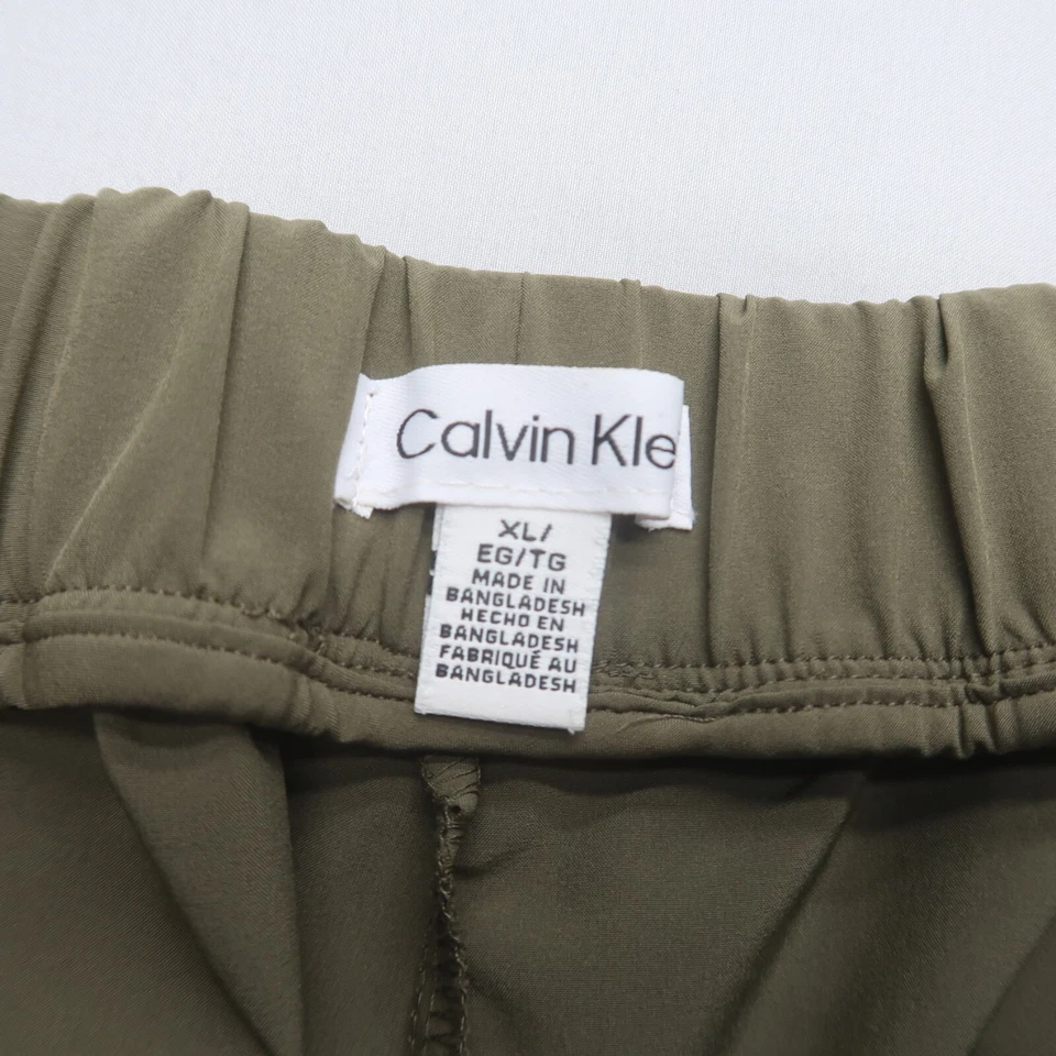 Женские широкие укороченные брюки Calvin Klein размер XL зеленые без застежек с высоким подъемом - Изображение 3 из 4