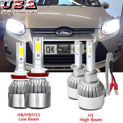 H1+H11 Combo LED Bulbs Kit For 12-18 Ford Focus 14-19 Fiesta High Low Beam White