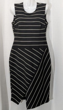 Women's Calvin Klein Sleeveless Sheath Midi DressSz 8 /Black / White .