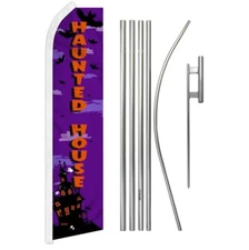 Haunted House Super Swooper Flag & Flag Pole Kit & Ground Spike