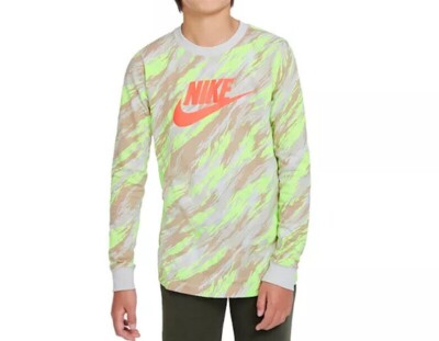 Nike Camo Long Sleeve T Shirt Nike Sportswear (Kids) Boy's Bone