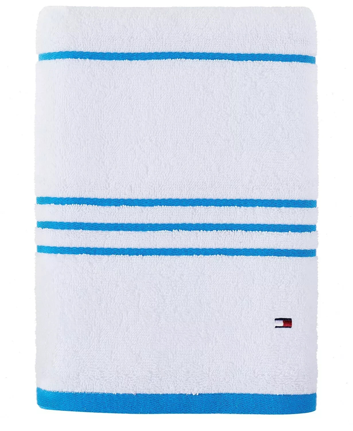 Tommy Hilfiger Teal Striped Cotton Bath Towel 30x54 Preowned Vintage