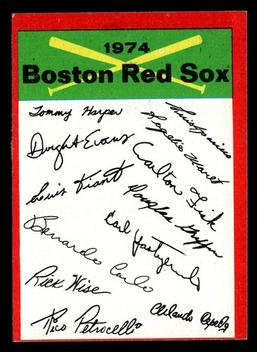 1974 Topps BOSTON RED SOX Checklist VG-EX UNMARKED