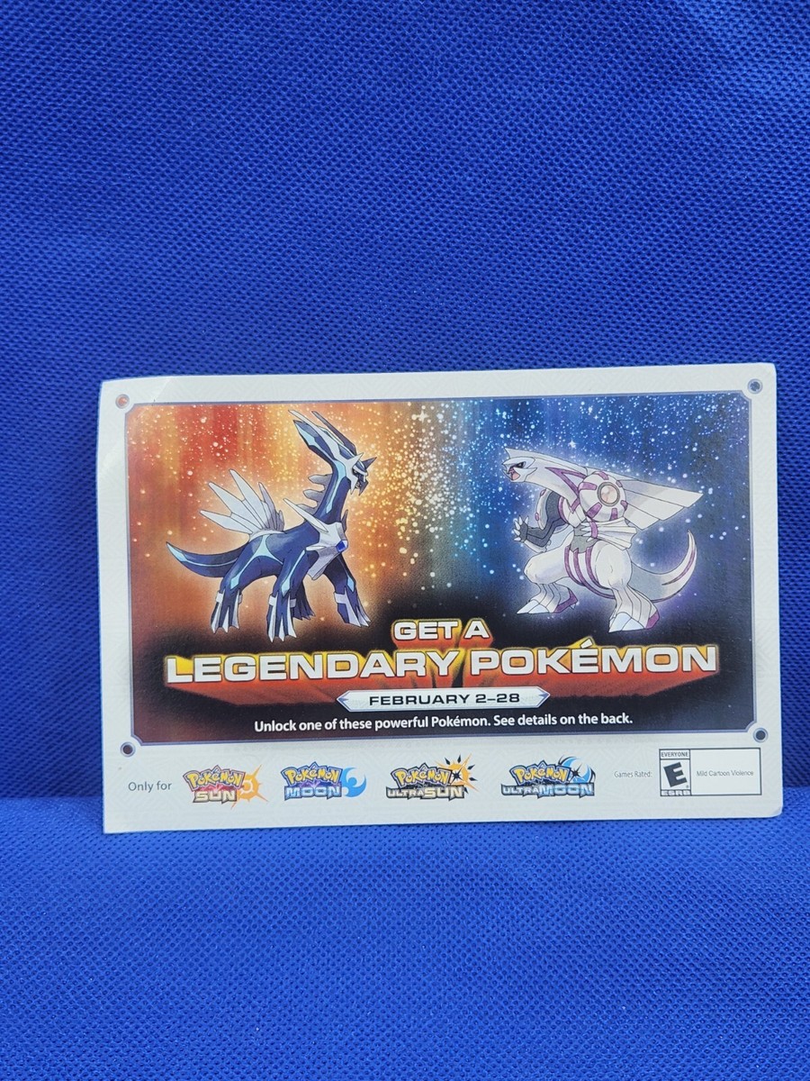 GameStop Get A Legendary Pokemon Palkia Dialga Ultra Sun Ultra Moon Promo  Card