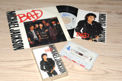 MICHAEL JACKSON Bad + sticker tour + original card Holand LP - Imagen 1 de 2