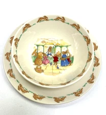 Royal Doulton Vintage 1936 Bunnykins Plate and Bowl English Fine Bone China Set