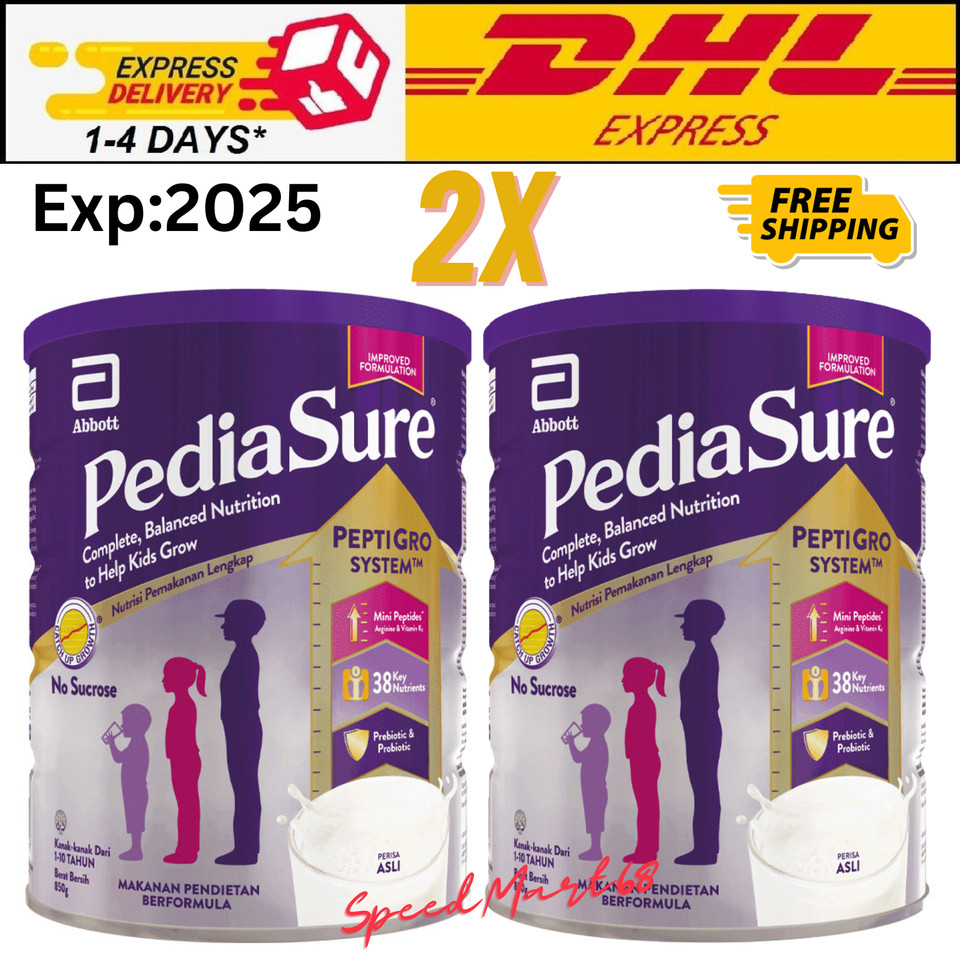 2 Leche en polvo nutricional completa Pedia-Sure vainilla/plaina/chocolate (850 g)