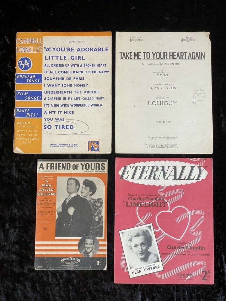 Huge Lot Rare Romantic Film Sheet Music Piano Scores Vintage
