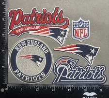 LOT OF 5 NEW ENGLAND PATRIOTS IRON ON EMBROIDERED PATCH