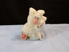 Fenton White Carnival Glass Hand Painted Clown Figurine Pink Roses INV3