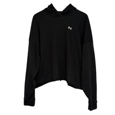 Under Armour Rival Crop Sweatshirt Womens XL Black French Terry Hoodie Boxy