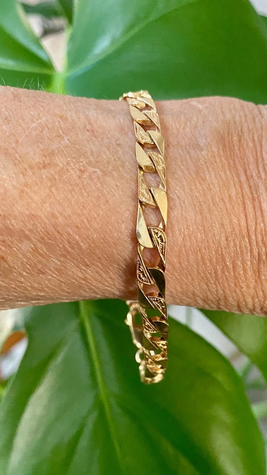 Milros Italian 14K Gold Figaro Bracelet 8" – 4mm Diamond Cut  – 11.2g - Image 2 of 4