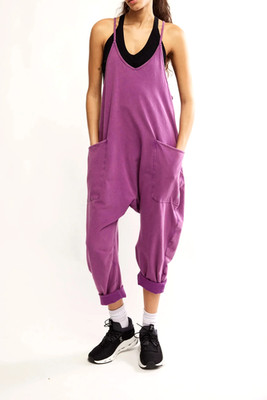 Free People - Movement - Deep Mulberry - Hot Shot Jumpsuit Sz XL