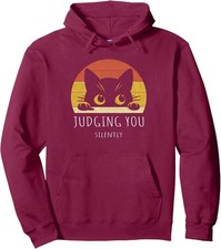 Funny Black Cat Judging You Silently Sarcastic Cat Unisex Hooded Sweatshirt