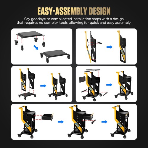 Automotive Parts Cart Body Shop Tools Storage Trolley Rack Rolling Tool Cart US - 第 12/18 張圖片