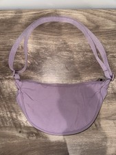 Purple Lilac Crescent Nylon Bag With Adjustab...