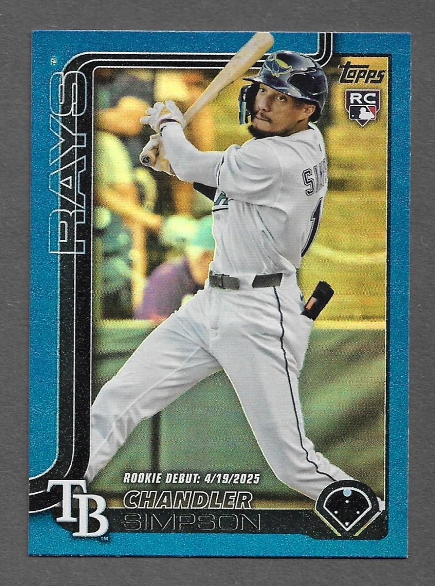 2025 Topps Update Series #US349 Chandler Simpson RC BLUE Rainbow Foil card /150