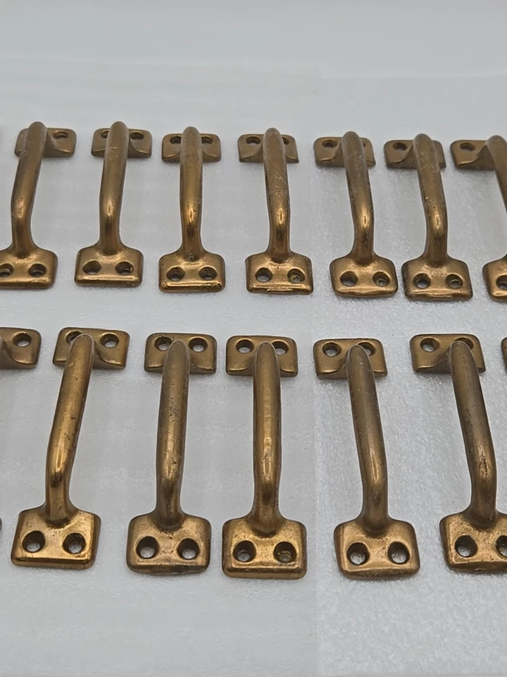 Lote De Colección 23 Tiradores Para Cajones Gabinetes National Mfg Co 4" Latón Sólido Chapado Foto 3 de 4