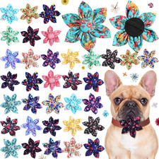 36 Pieces Dog Collar Flower Adjustable Dog Bow Tie Collar Multicolor Charms Pet