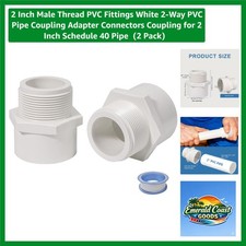 2 Inch Male Thread PVC Fittings White 2-Way PVC Pipe Coupling Adapter Connect...