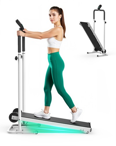 AKLUER Manual Motorless Non-Electric Treadmill Fixed Incline Non-Slip Belt LCD