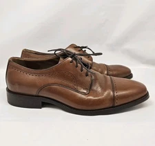 Johnston & Murphy Sanborn Cap Toe Tan Leather Sz 9.5 Medium Mens Dress Shoes 