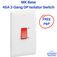 MK 45A 2-Gang DP Isolator Switch Cooker Shower Oven White Moulded Base MB5215WHI