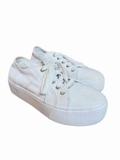 Steve Madden Women's White Emmi Canvas Platform Lace Up Sneakers Size 7