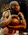 Dennis Rodman Signed METALLIC Photo 8x10  NWO Bulls Worm Autograph HOF JSA HOGAN