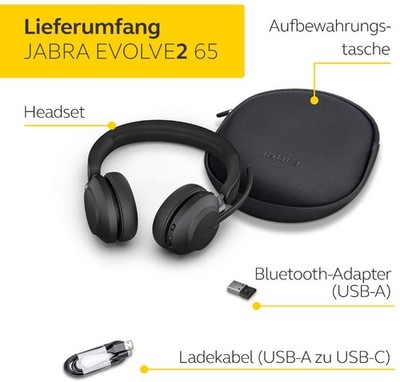 Jabra Evolve2 65 Wireless PC Headset   Noise Cancelling UC 26599-989-999