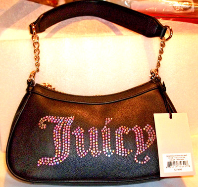 NWT Juicy Couture Rhinestone Obsession Shoulder Bag Women Black Liquorice $79.00