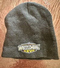 YOUTH Knitted Beanie Hat Wrestlemania XXVII Stretch Navy ONE SIZE