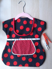 Klammerbeutel Klammerkleid m Bügel Handarbeit Handmade schwarz Rote Punkte