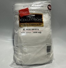 Vintage 2002 Hanes Men's White Briefs Underwear Size 42 Cotton 6 Pair
