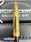 MONTBLANC Meisterstück 146 Rollerball Gold Trim w/ Leather Pouch Vip Fast Bid — photo 3