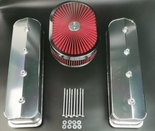Sbc Fabricated Aluminum Valve Covers Center Bolt Vortec 12 Oval Air Cleaner