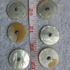 6 Vtg/Antq Mother of Pearl Buttons 1 1/8" Smoky Gray Ringed Dome Center Shank — photo 2