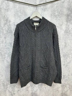 Blarney Woollen Mills Aran Full Zip Sweater Wool Knit Ireland Heavyweight Gr.XL
