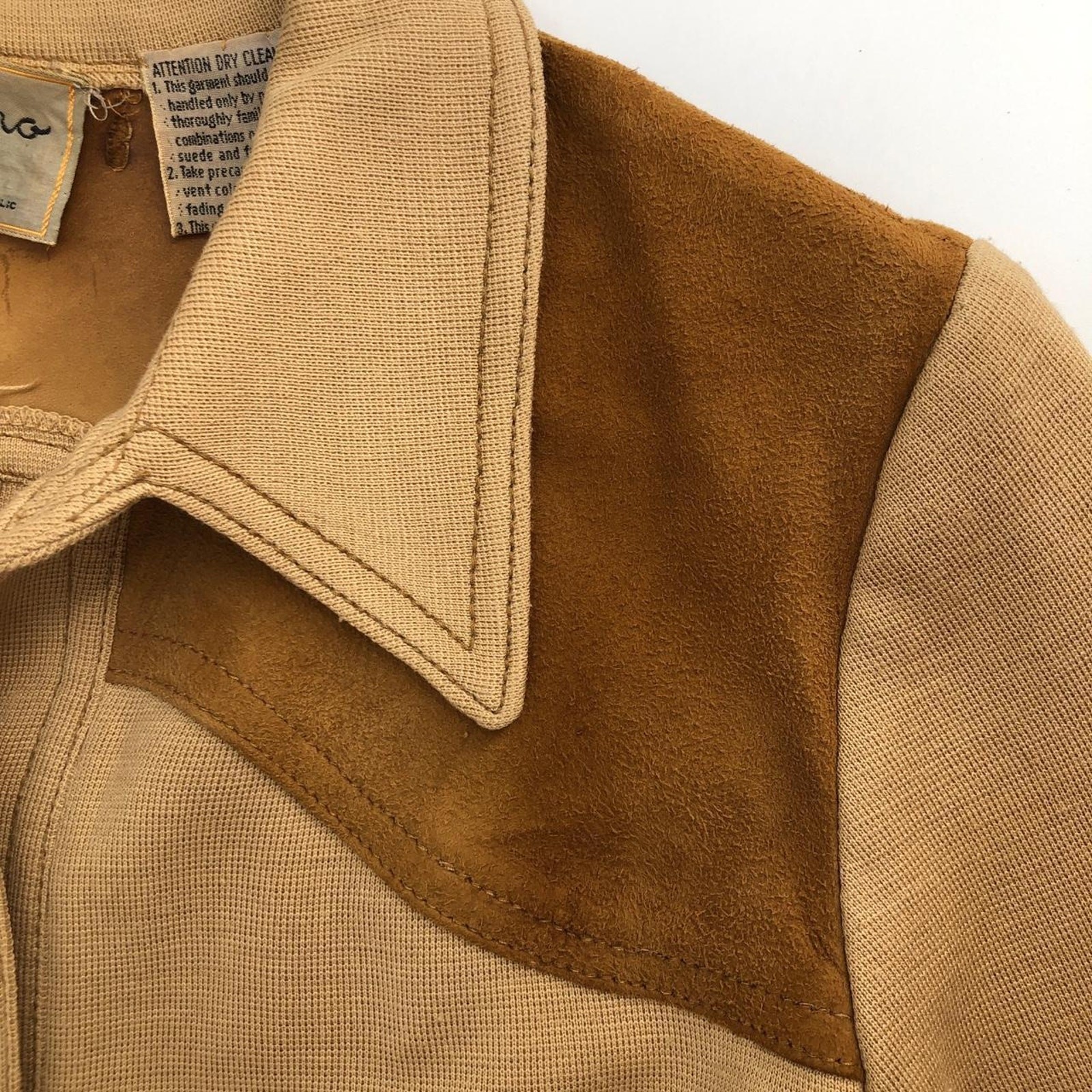 60s suede patch shacket shirt jacket cardigan 196… - image 2