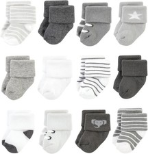 Hudson Baby Baby Girls' Cotton Rich Newborn and Terry Socks