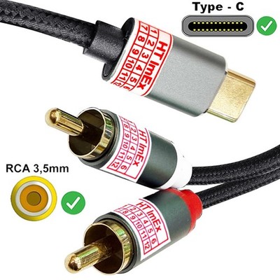 USB-C zu 2x RCA Cinch Adapter Audio Stereo Nylonkabel für Sony Xperia 1 Mark III