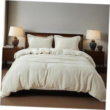 100 Duvet Cover Set, 3 PCS Natural French Flax Duvet California King Linen