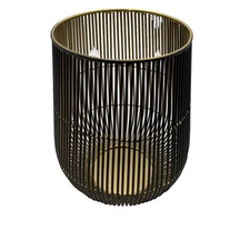 Crate & Barrel Kent Hurricane Medium Wire Votive Candle Holder Black Gold NEW