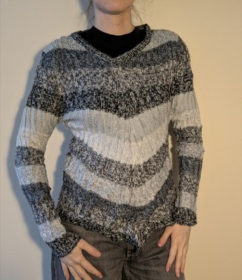 Vintage Damen No Boundaries Grau Zopfmuster Pullover Gr. L