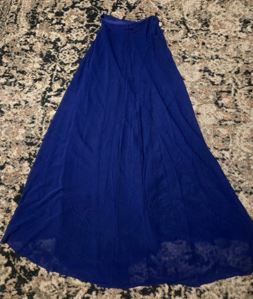 Maxi Vestido Jean Paul Gaultier Talla L Triple Malla Azul Alto Bajo Foto 4 de 4