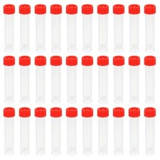 20mL Plastic Test Tubes, 30 Pack Frozen Test Tube Graduated Vial, Red Clear