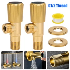 G1/2'' 2pcs Turn Compression Angle Stop Valves Solid Brass Control Valves