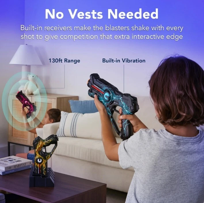 Juego de 4 blásteres de etiquetas láser recargables que no se necesitan chalecos con estación de acoplamiento, 4 lb Foto 3 de 4