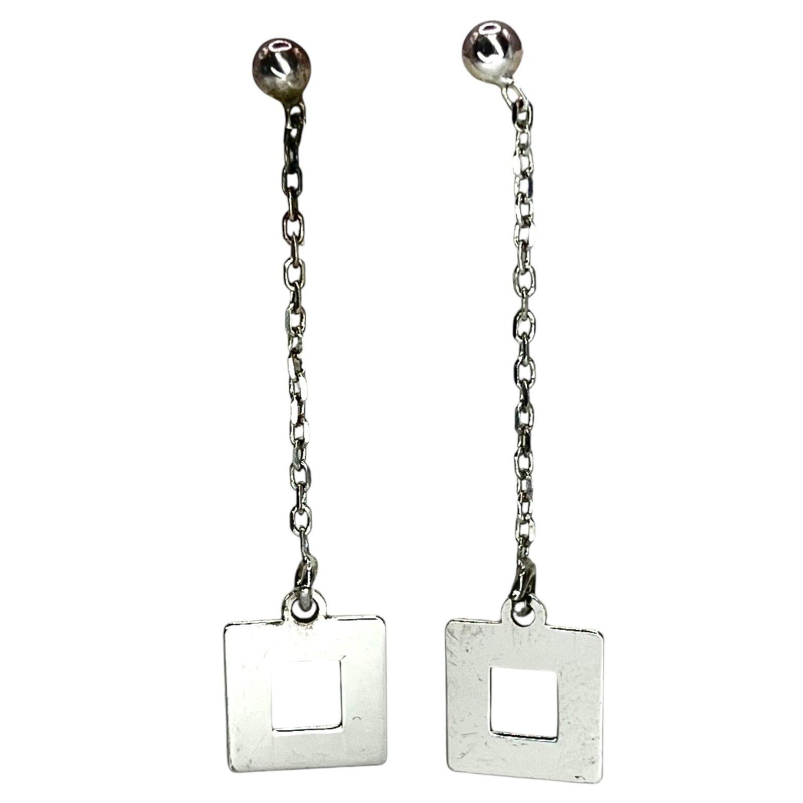925 Sterling Silver Square Dangle Drop Earrings G… - image 1